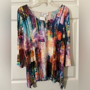 Peck and Peck multicolored tunic top. Size large. 95% polyester 5% spandex.